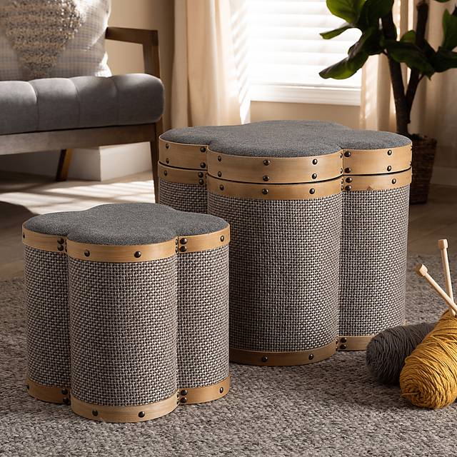 Godon Brown Ottoman, Set of 2 - Thumbnail - Image 4