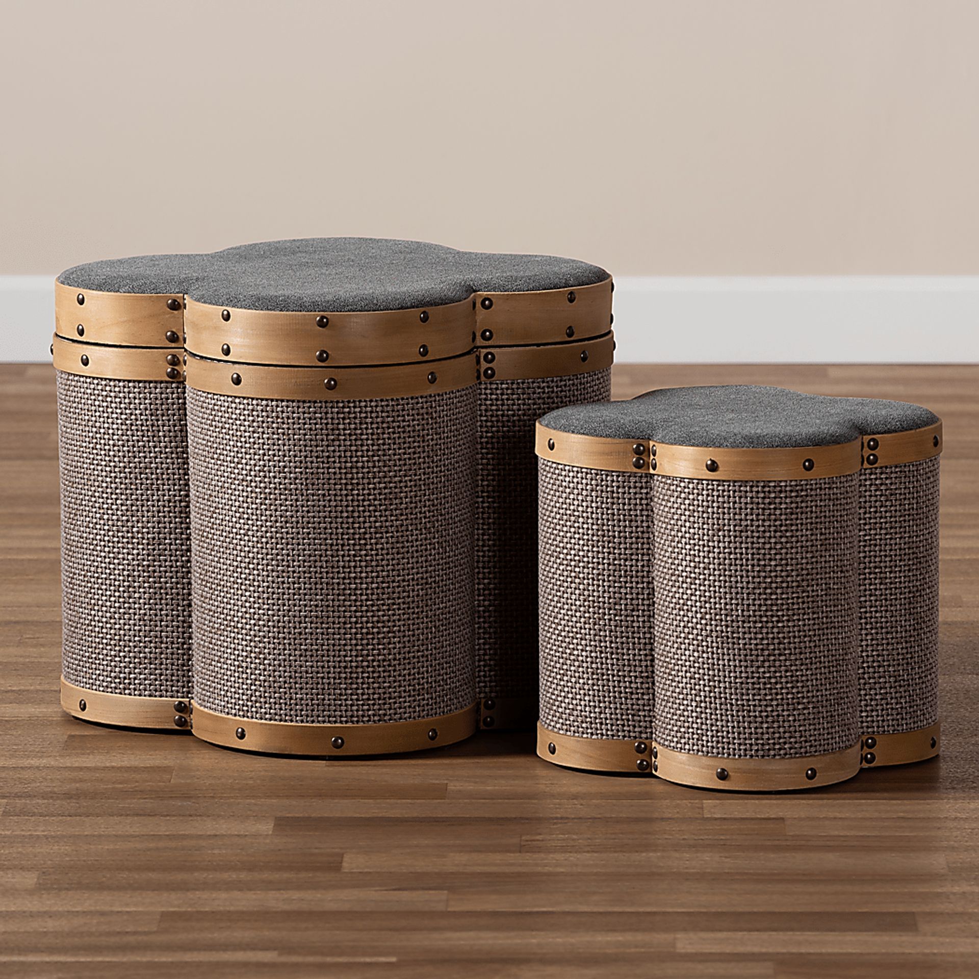 Godon Brown Ottoman, Set of 2 - Image 5