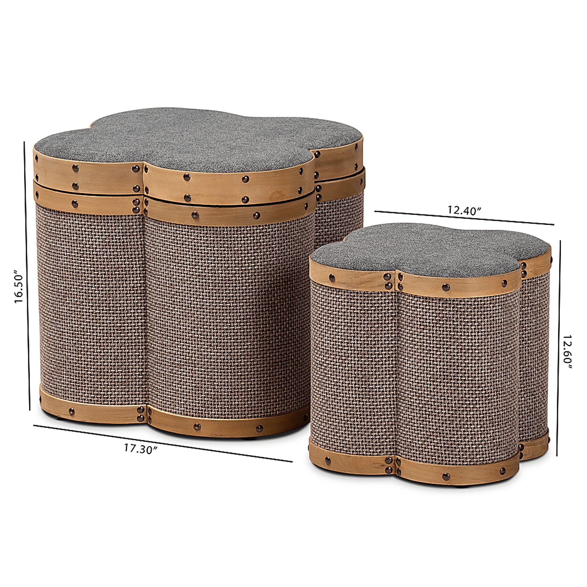 Godon Brown Ottoman, Set of 2 - Image 7