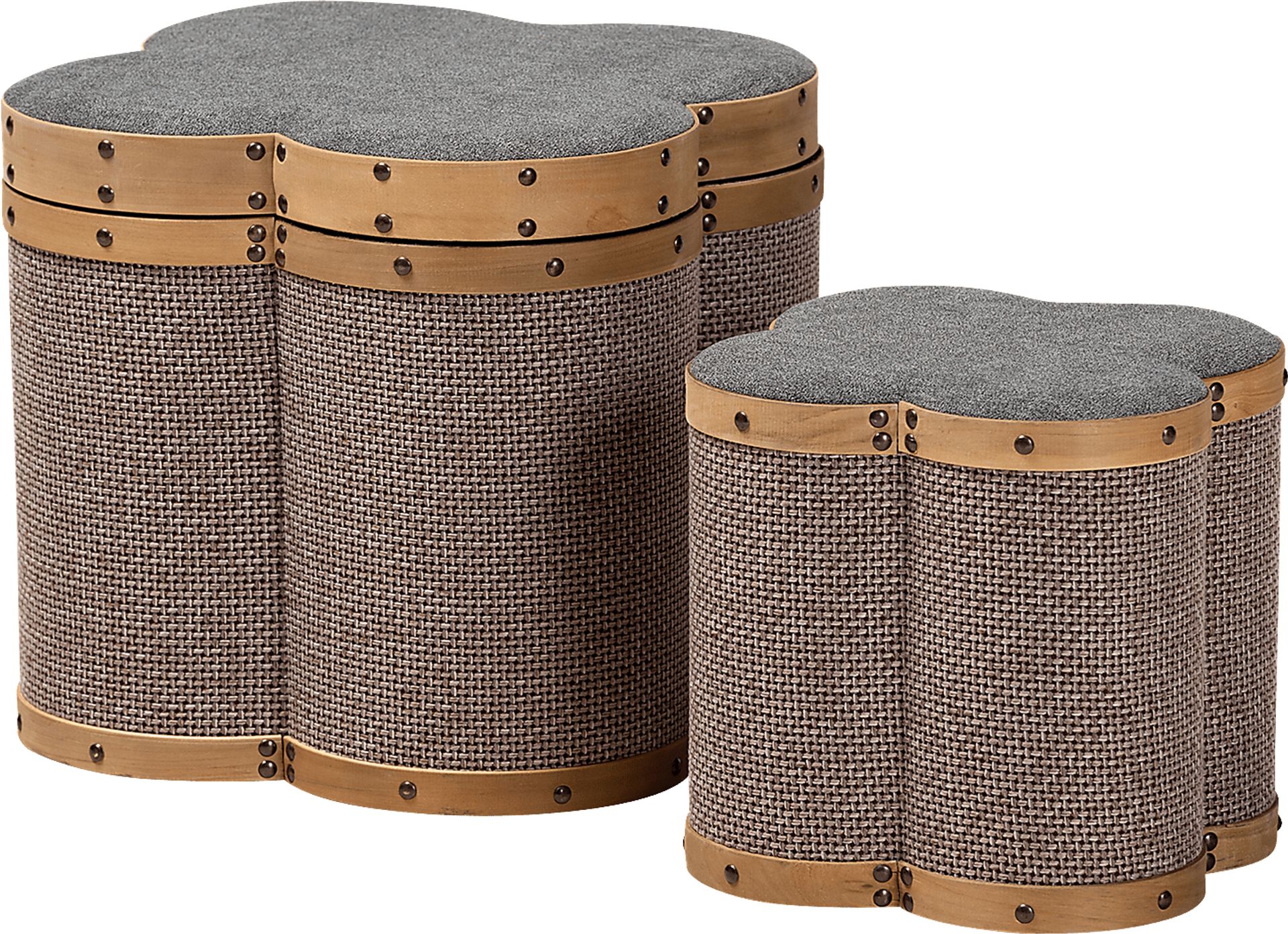Godon Brown Ottoman, Set of 2 - Image 1