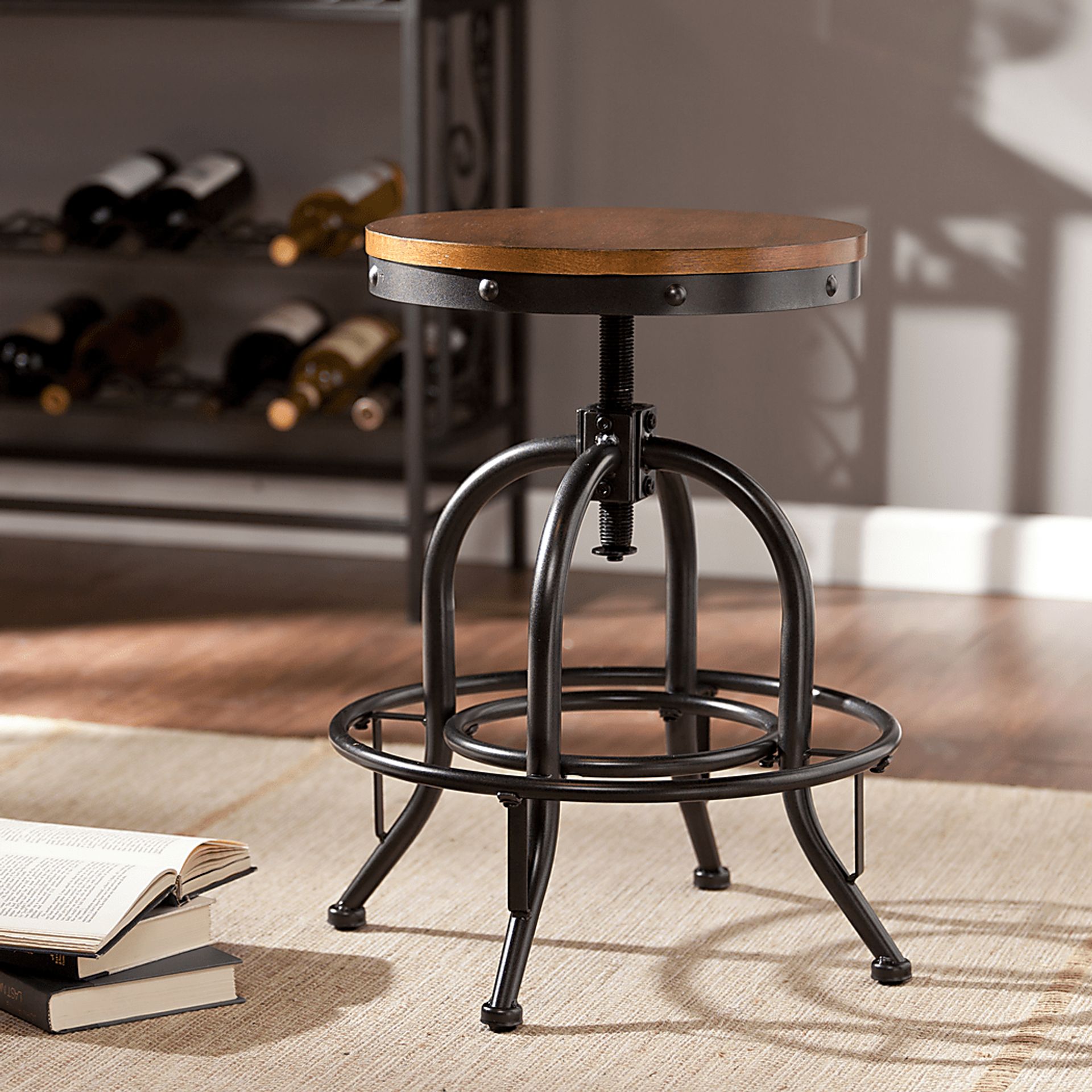 Godurn Black Adjustable Barstool - Image 2