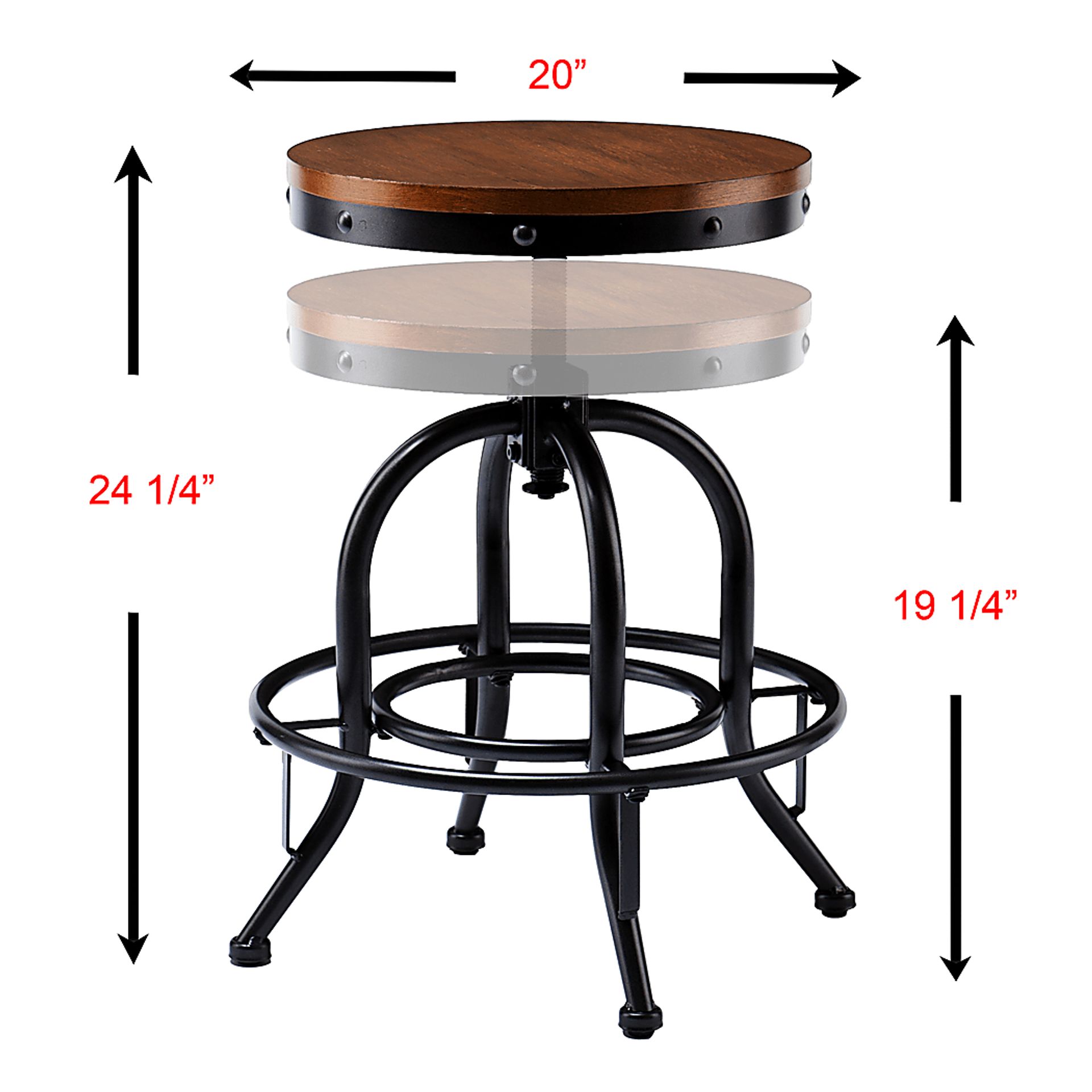 Godurn Black Adjustable Barstool - Image 6