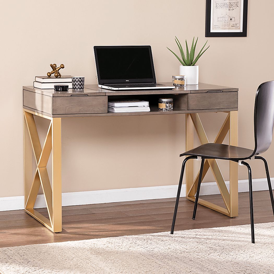 Goldbridge Gray Desk - Thumbnail 3