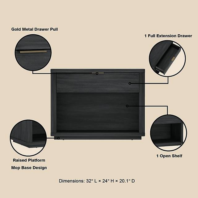 Golddale I Charcoal Gray Nightstand - Thumbnail - Image 5