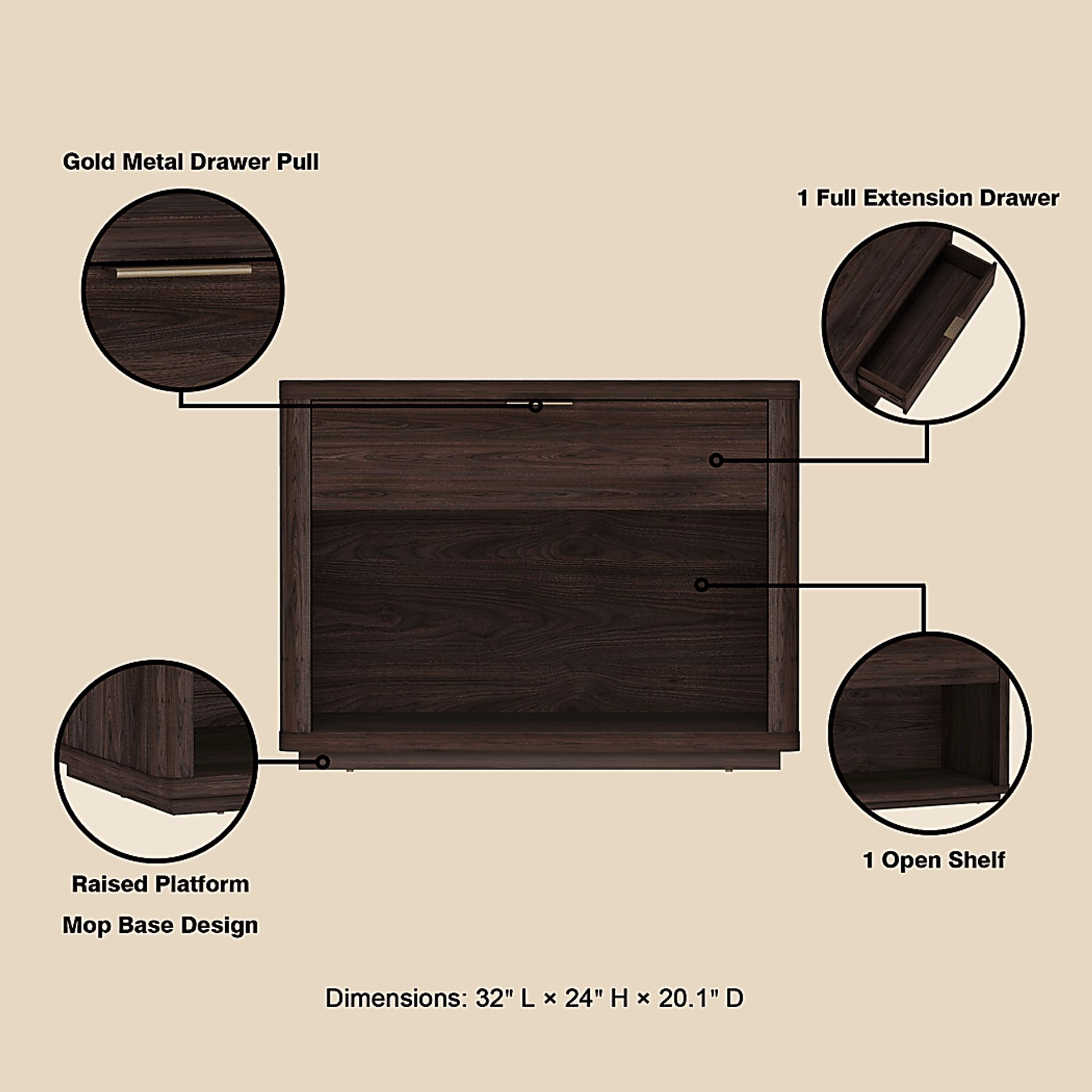 Golddale I Dark Brown Nightstand - Image 8