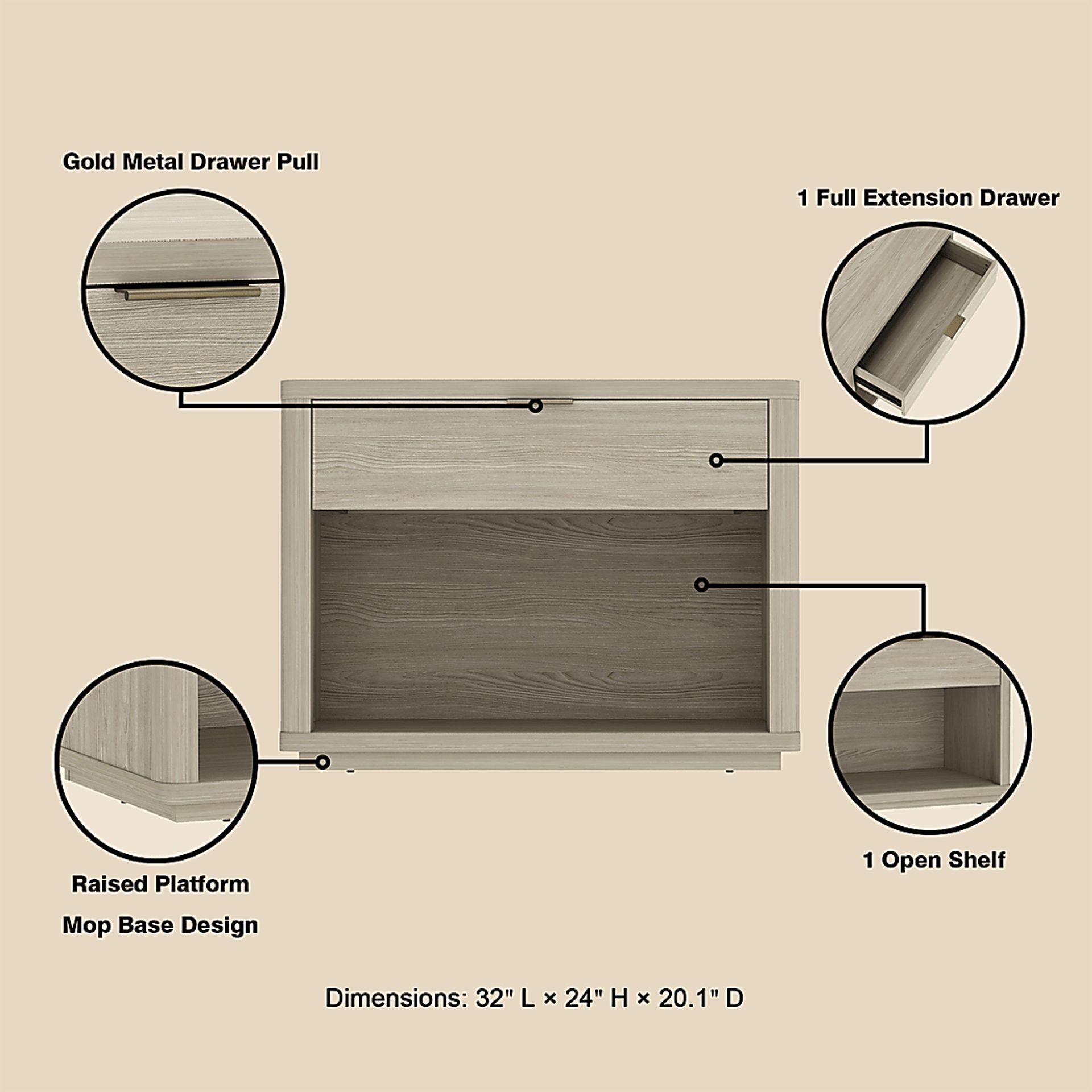 Golddale I Natural Nightstand - Image 5
