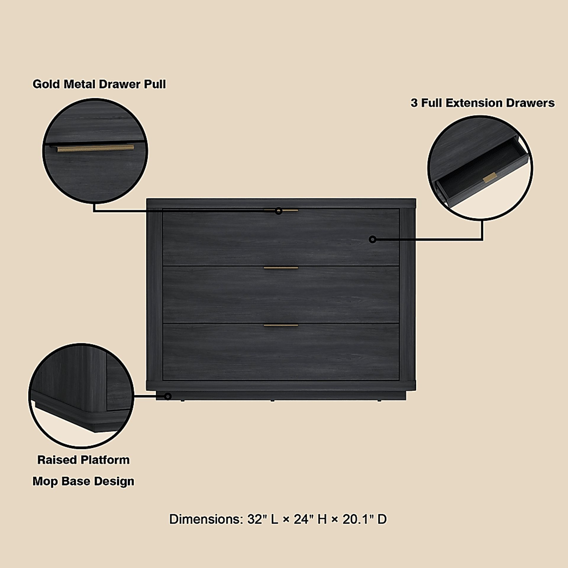 Golddale II Charcoal Gray Nightstand - Image 7
