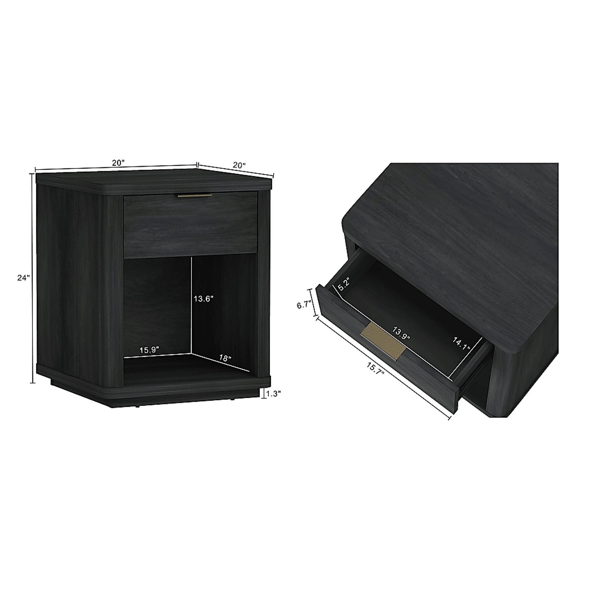 Golddale III Charcoal Gray Nightstand - Image 9