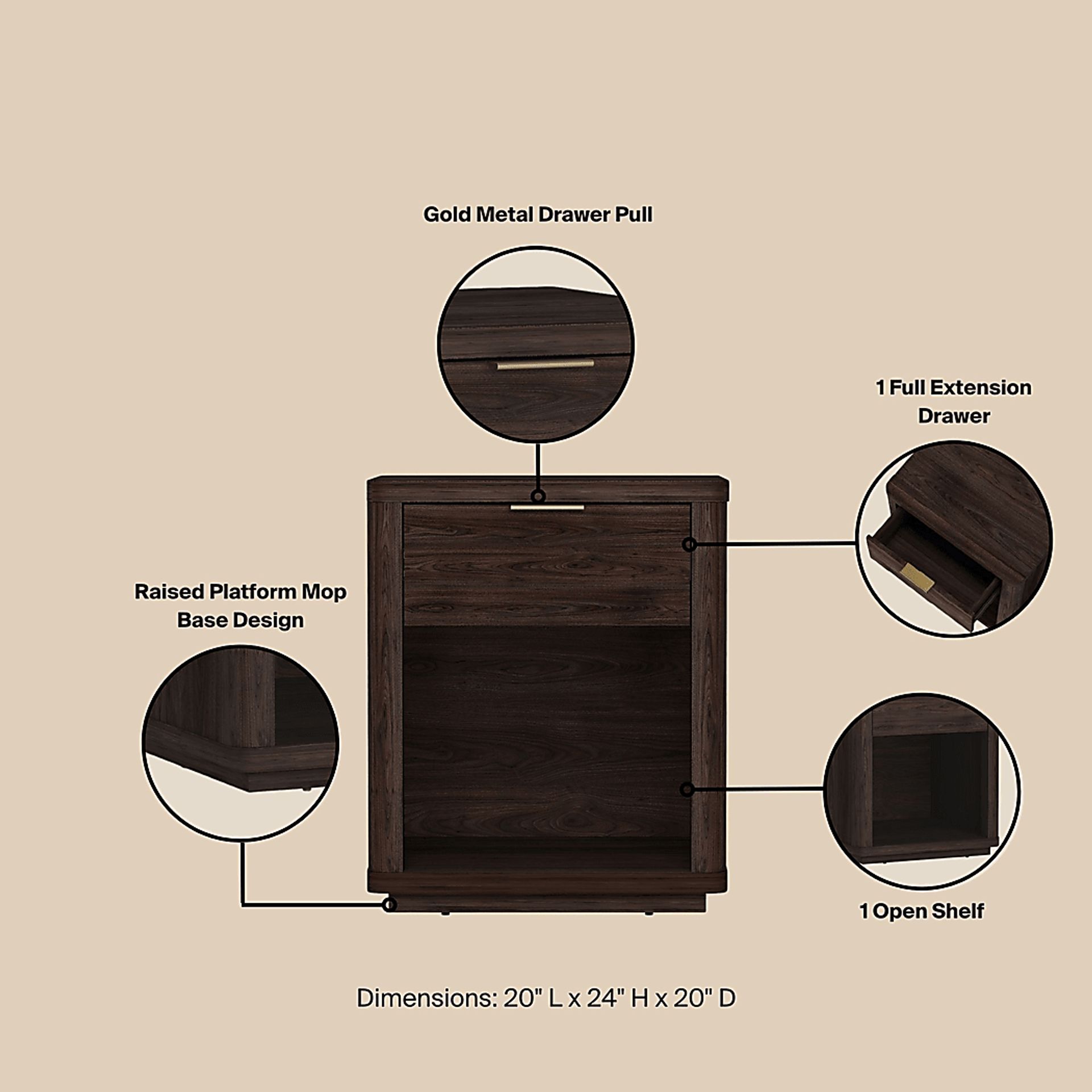 Golddale III Dark Brown Nightstand - Image 4