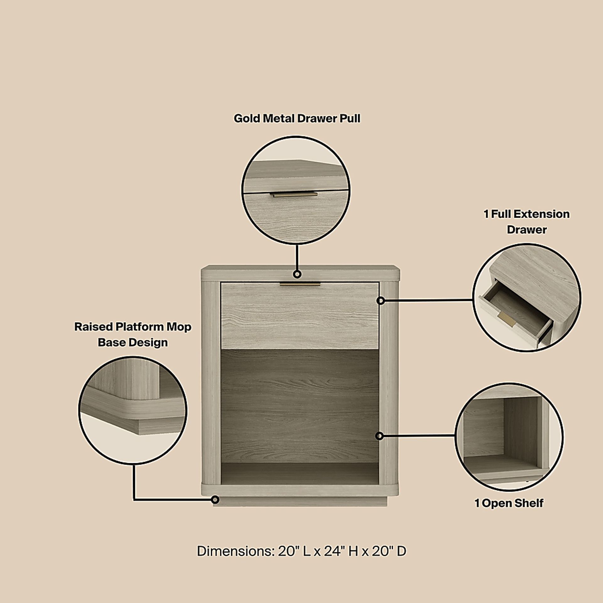 Golddale III Natural Nightstand - Image 5