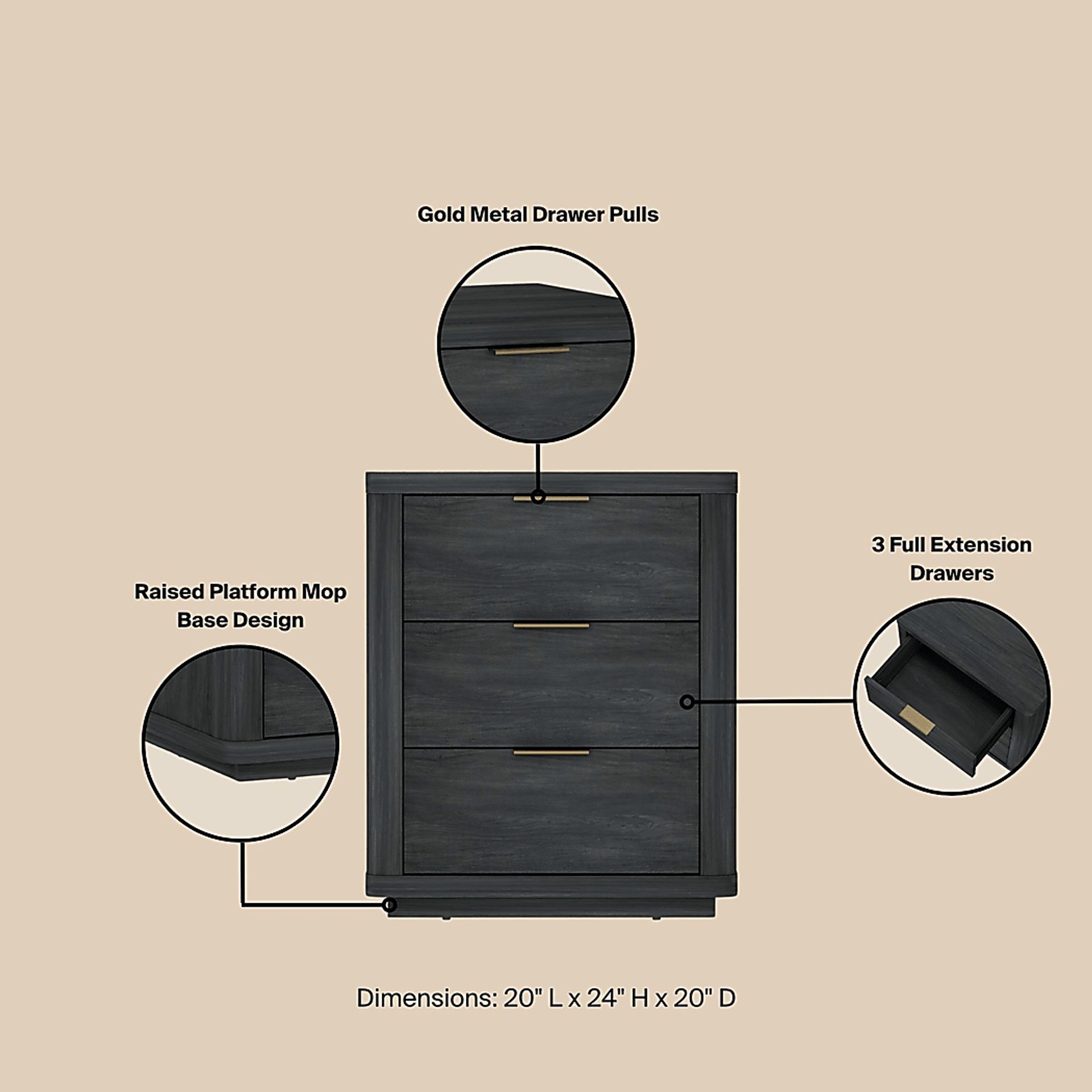 Golddale IV Charcoal Gray Nightstand - Image 3