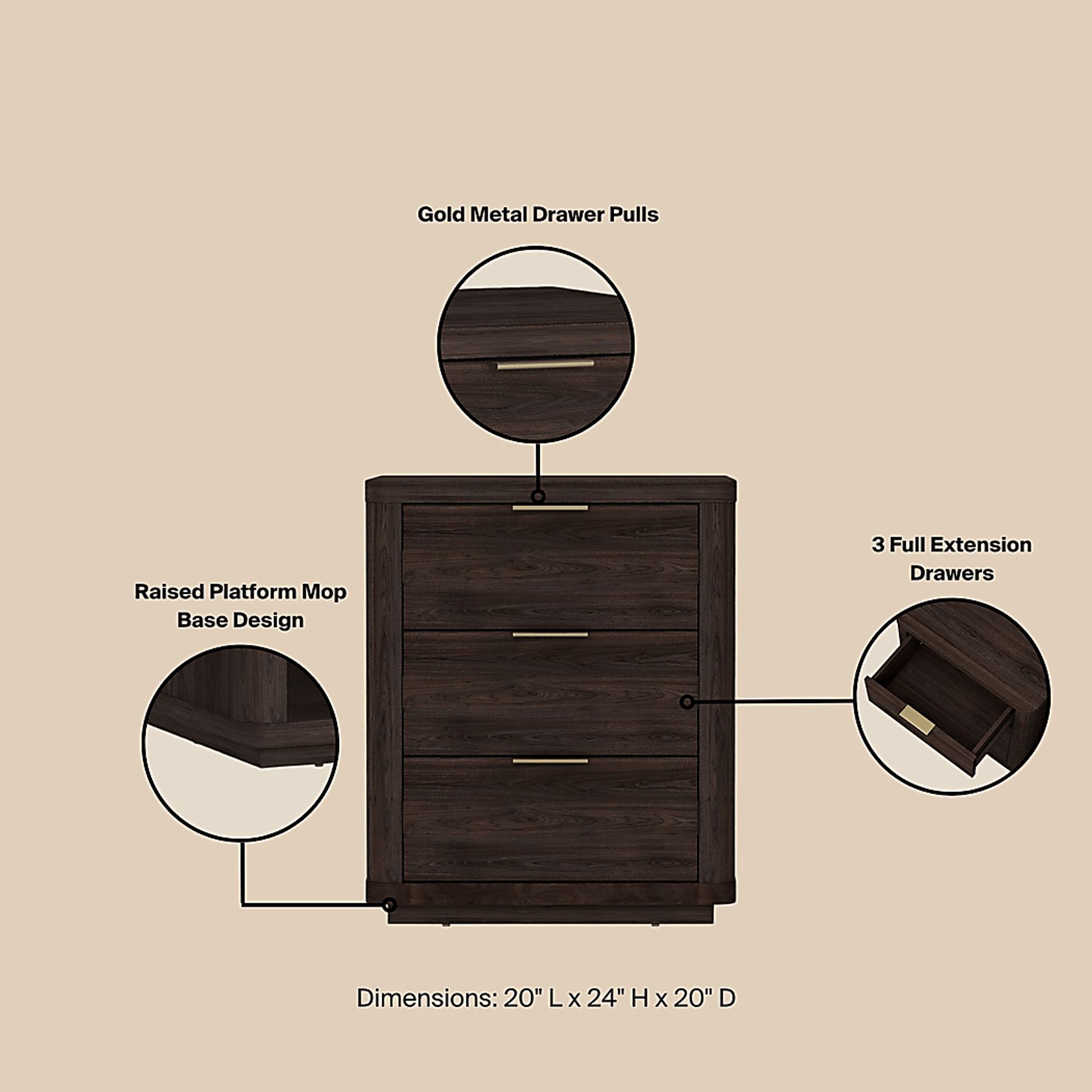 Golddale IV Dark Brown Nightstand - Image 4