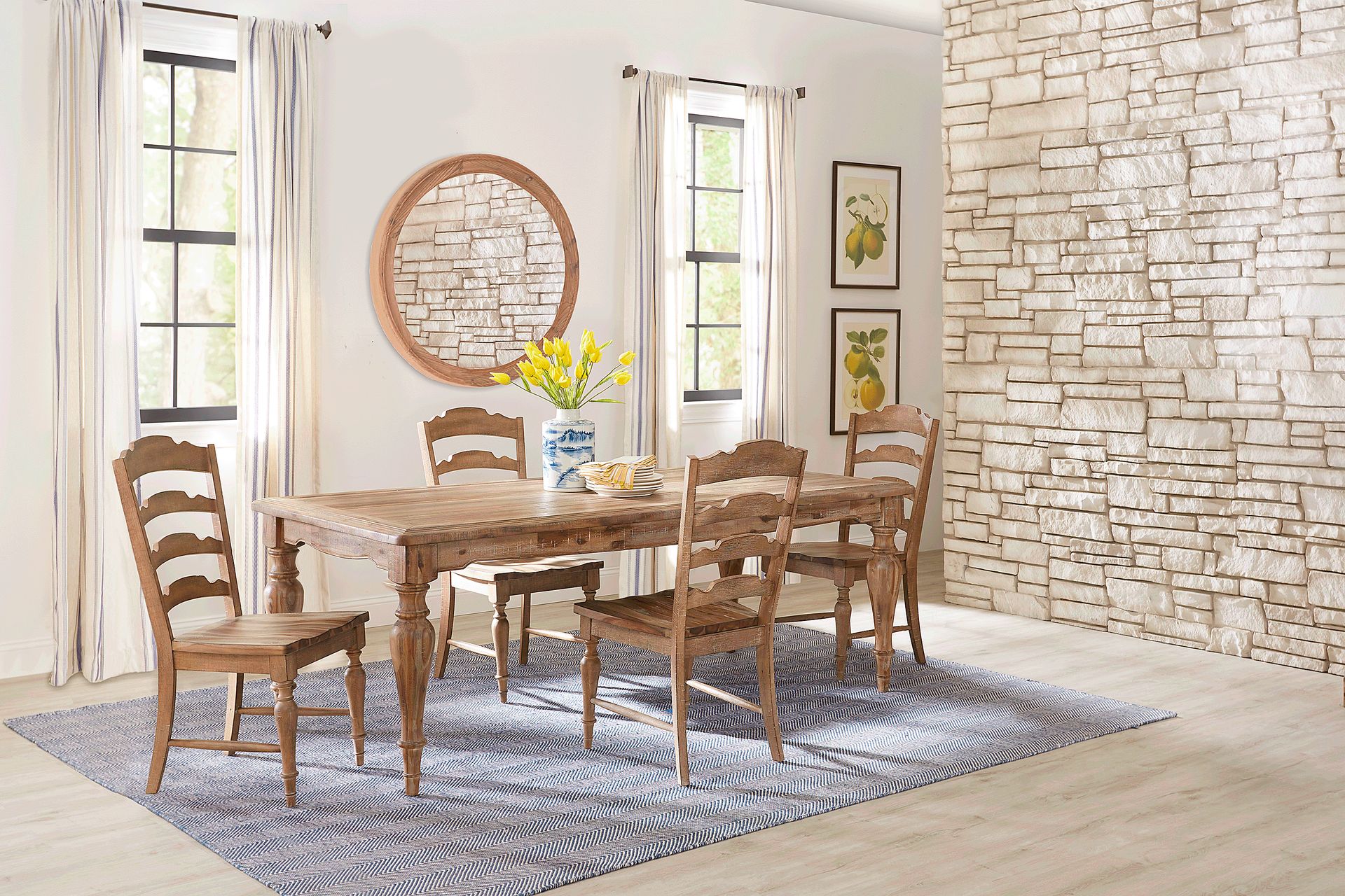 Golden Grove Dark Brown 5 Pc Dining Room with Ladder Back Chairs - Image 1