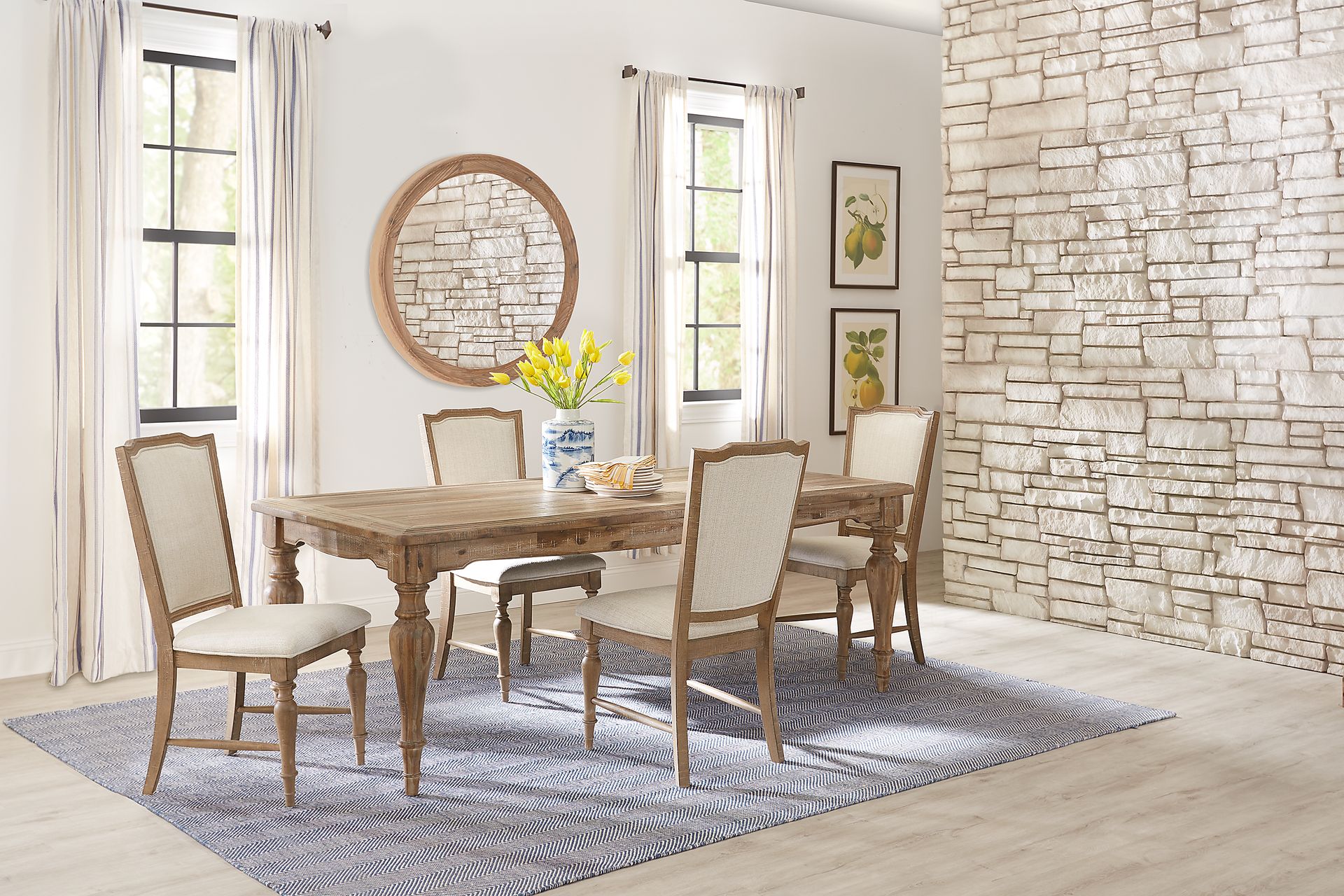 Golden Grove Dark Brown 5 Pc Dining Room with Upholstered Chairs - Image 1