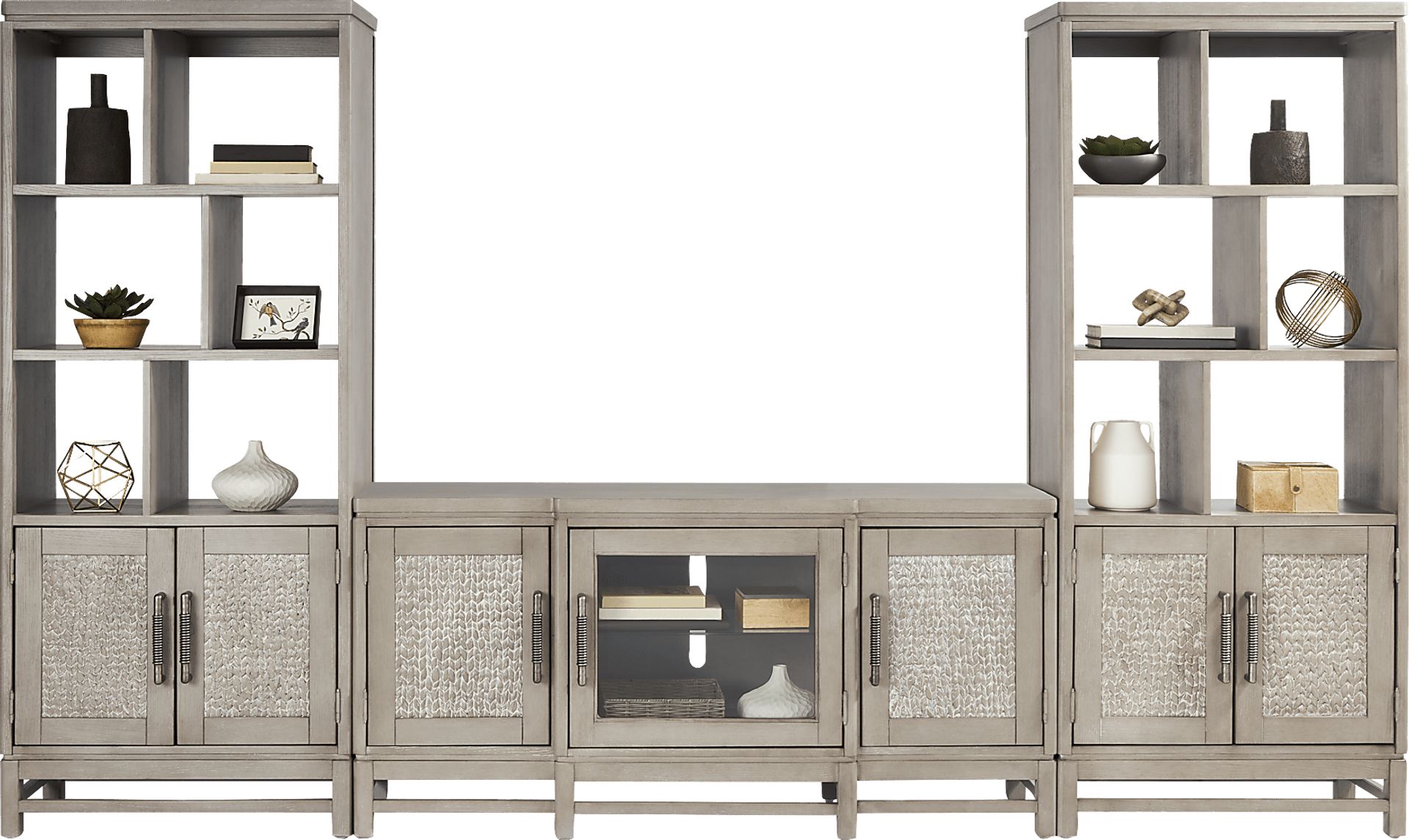 Golden Isles Gray 3 Pc Wall Unit with 64 in. Console - Image 2