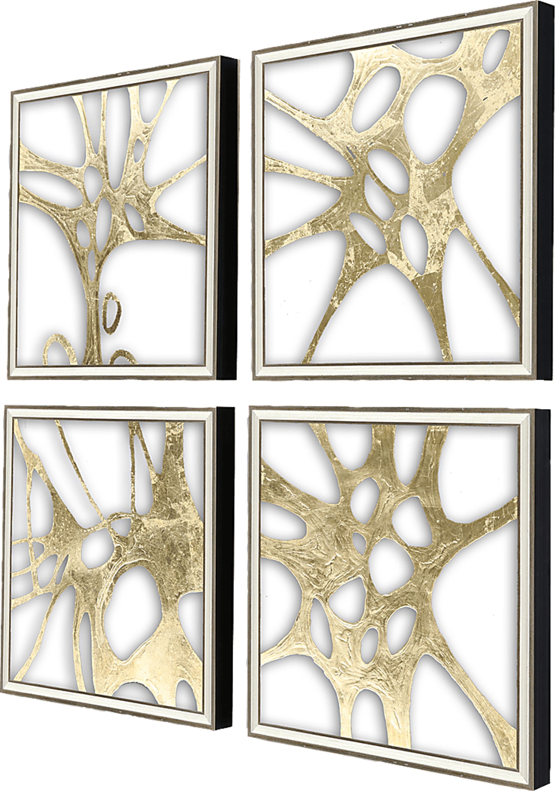 Golden Splash I Framed Artwork, Set of 4 - Image 3