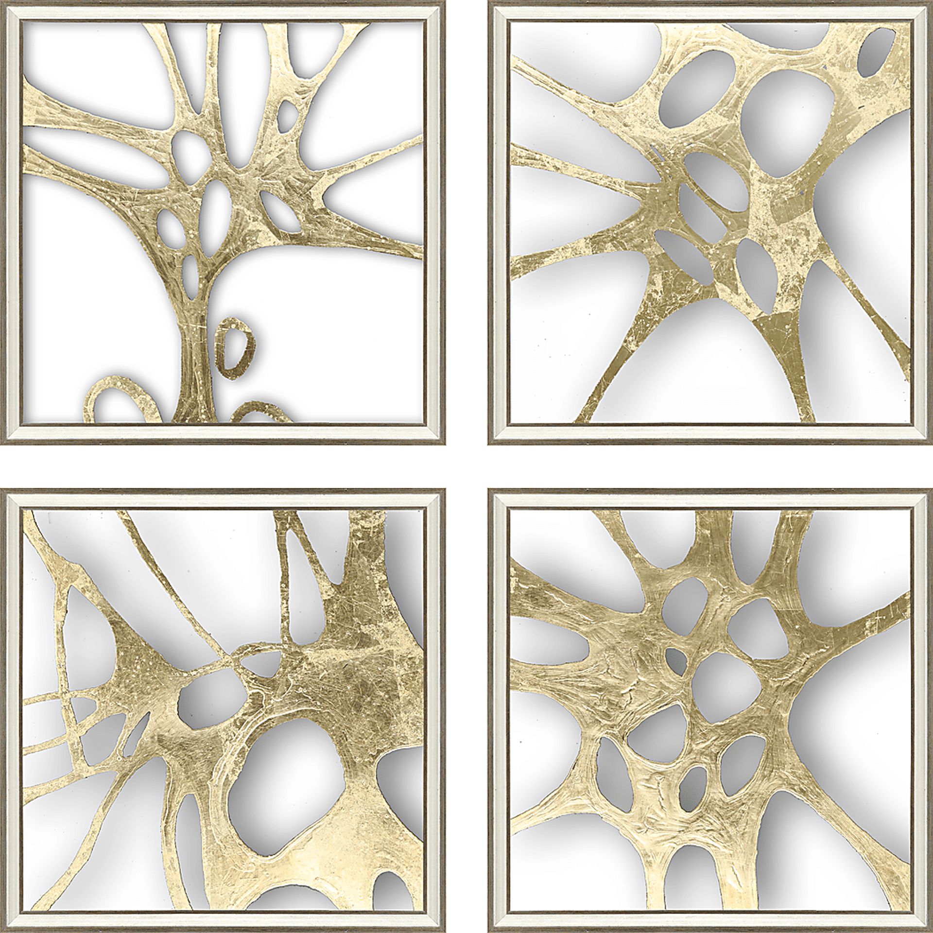 Golden Splash I Framed Artwork, Set of 4 - Image 1