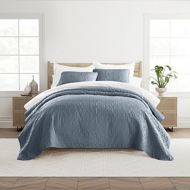 Goldhorn Blue 3 Pc King Quilt Set