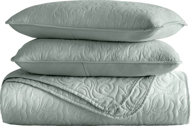 Goldhorn Green 3 Pc Queen Quilt Set - Thumbnail - Image 2