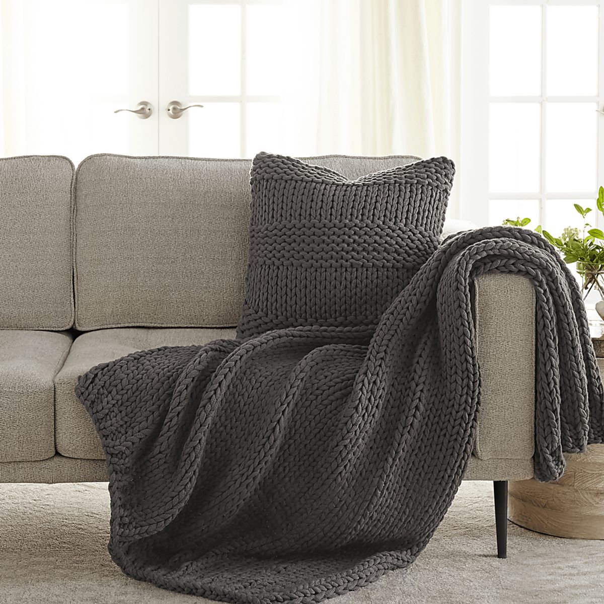 Goldriver Gray Acrylic Fabric Throw Blanket | Rooms to Go