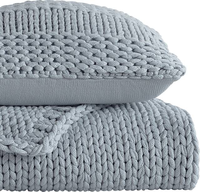 Goldriver Light Blue Throw Blanket Set - Thumbnail - Image 2