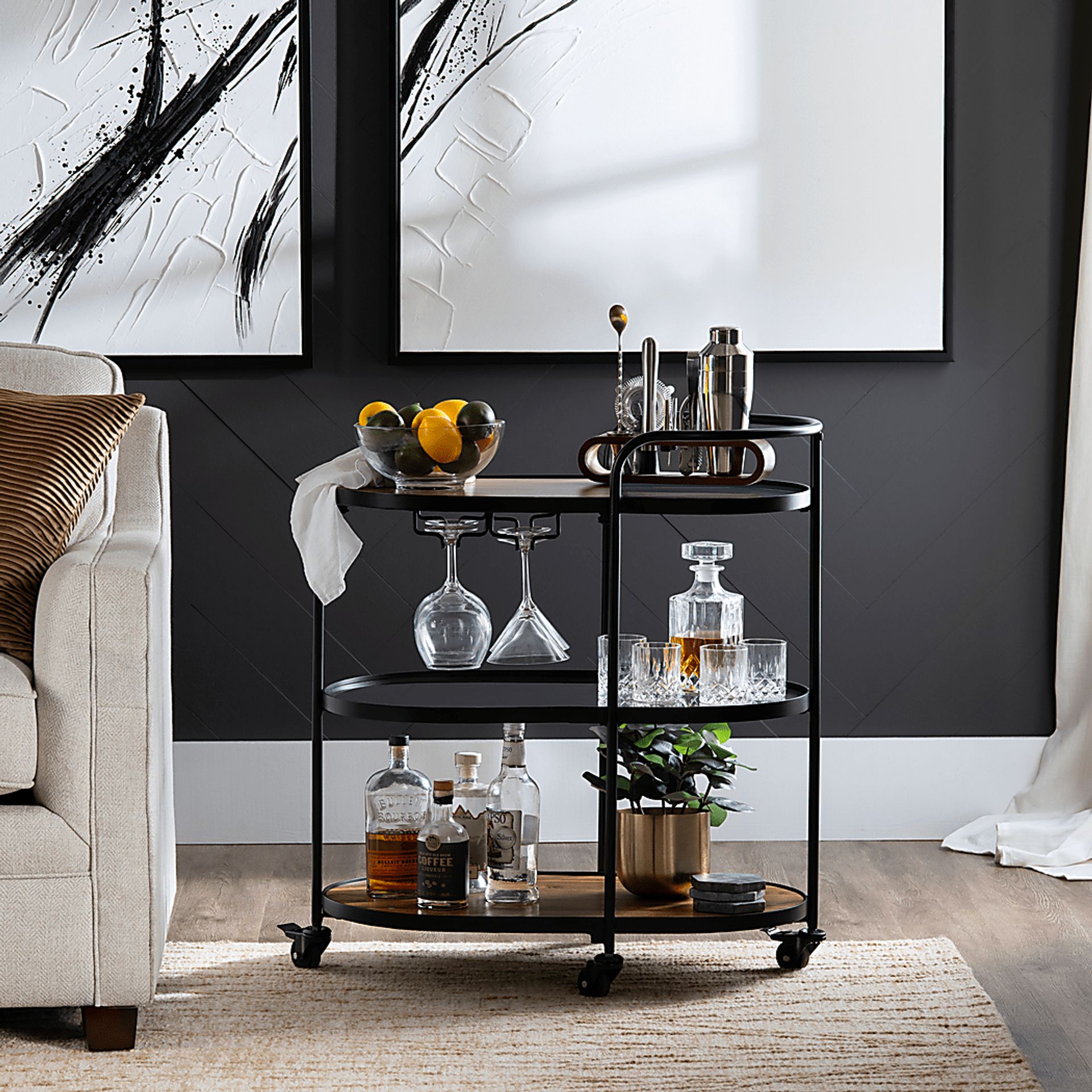 Goltra Black Bar Cart - Image 2