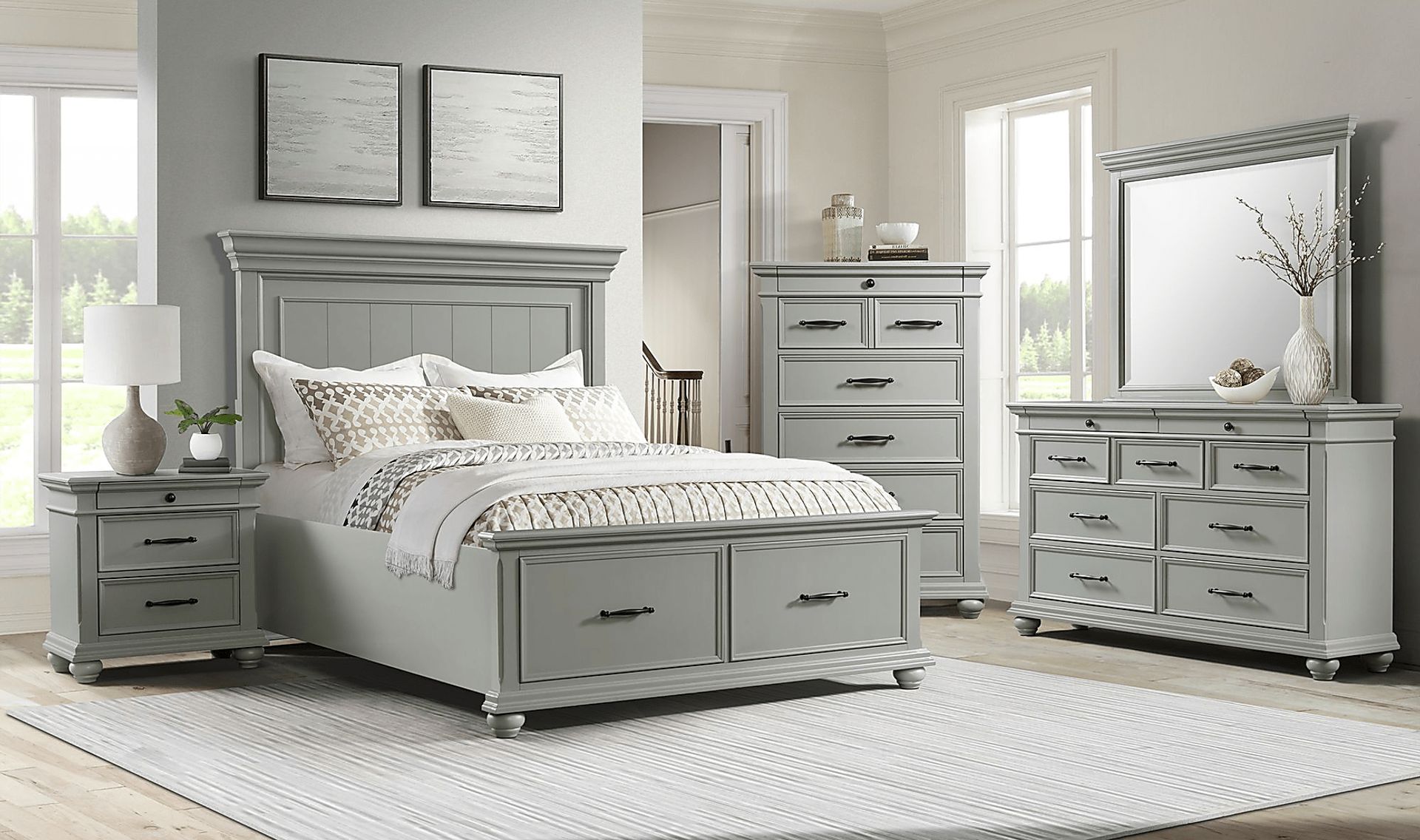 Goodpasture Gray Nightstand with USB - Image 2