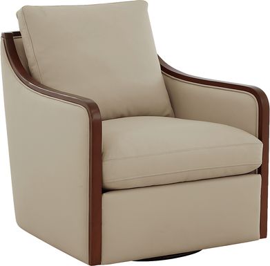 Gordon Beige Leather Swivel Chair