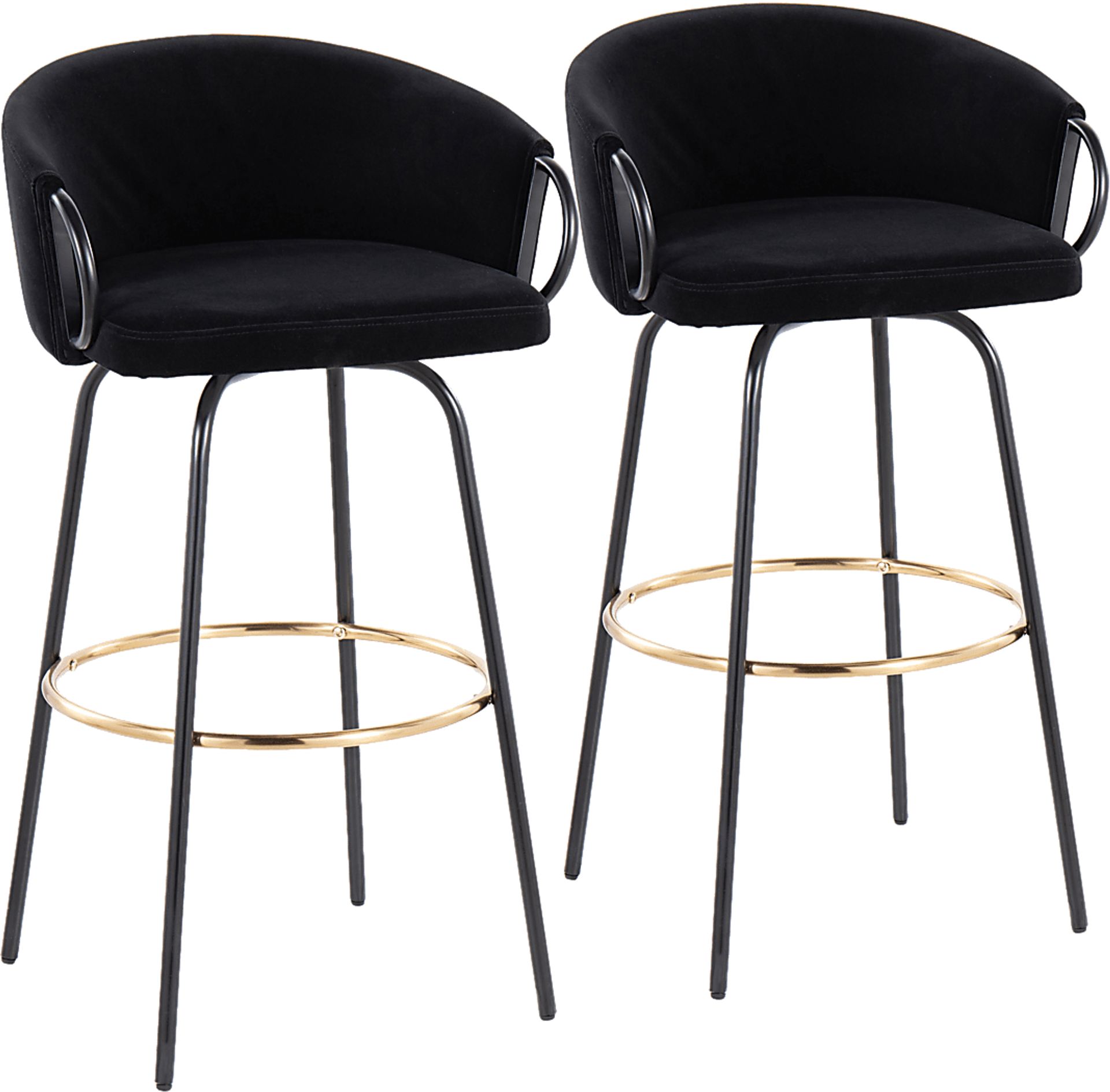 Gourdin Black Swivel Barstool, Set of 2 - Image 1