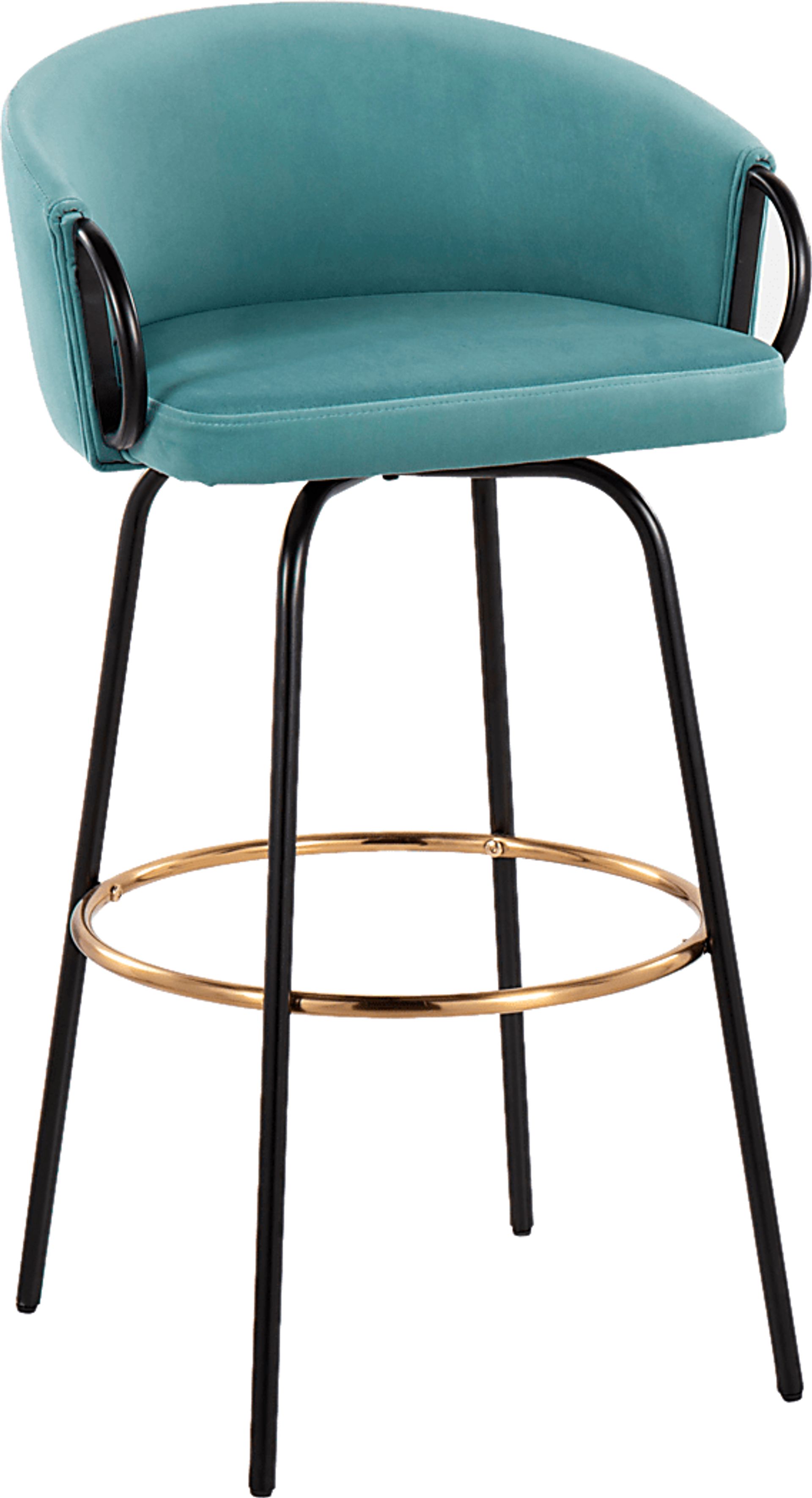 Gourdin Blue Swivel Barstool, Set of 2 - Image 3