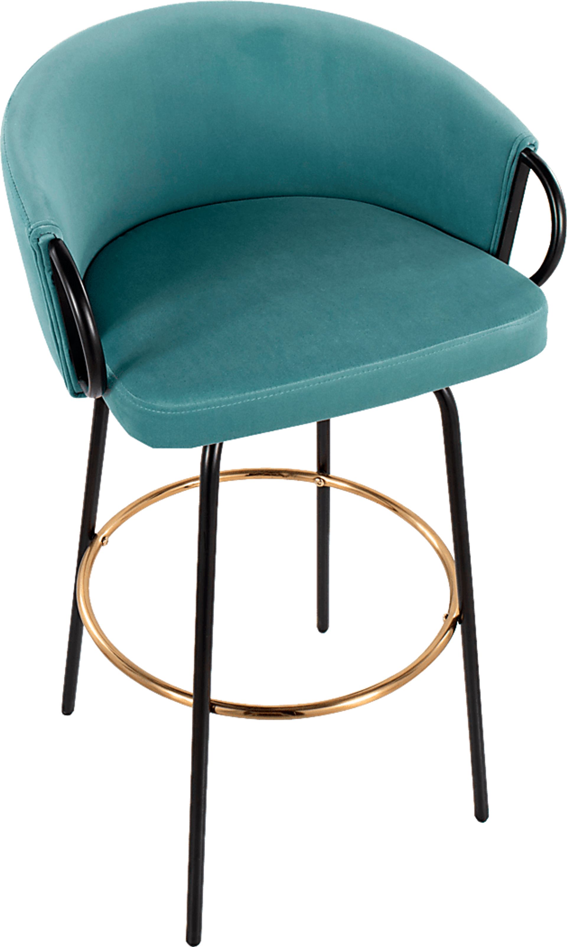 Gourdin Blue Swivel Barstool, Set of 2 - Image 4