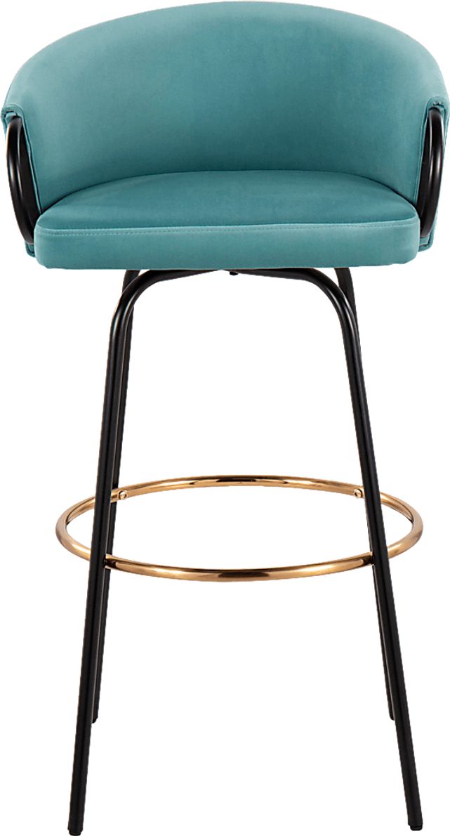Gourdin Blue Swivel Barstool, Set of 2
