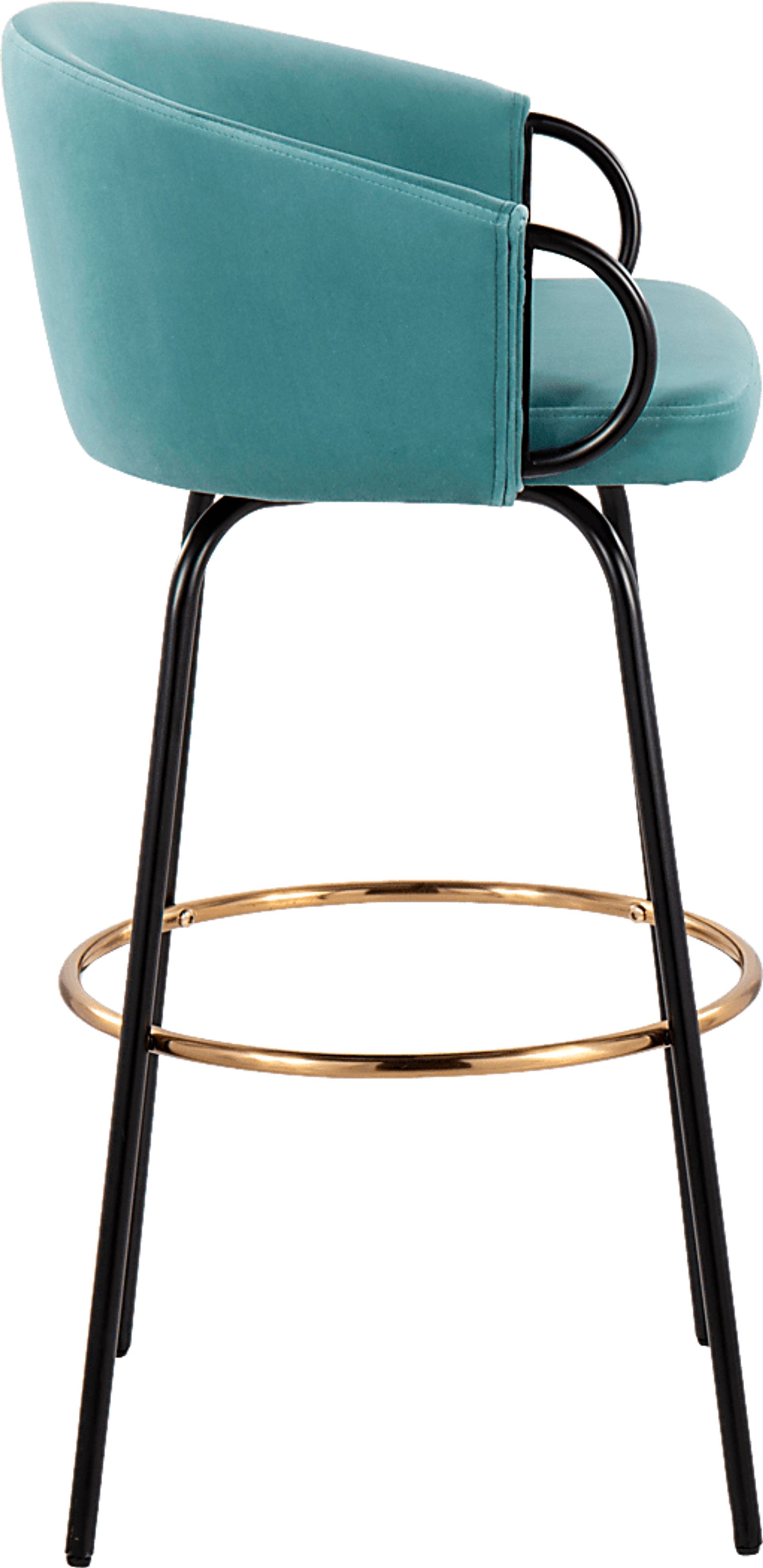 Gourdin Blue Swivel Barstool, Set of 2 - Image 6