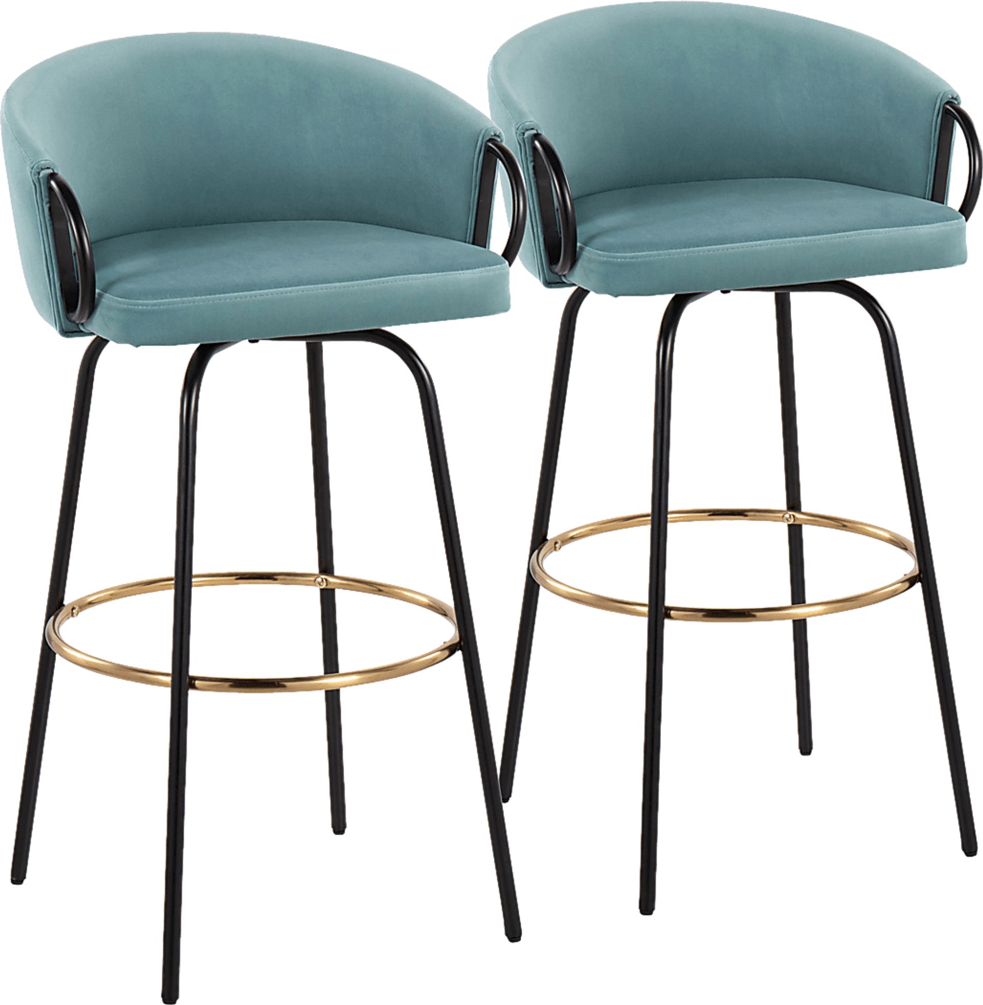 Gourdin Blue Swivel Barstool, Set of 2 - Image 1