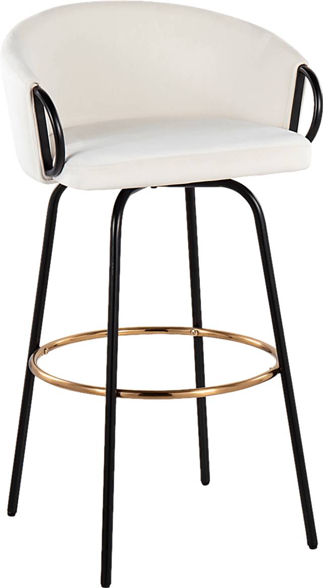 Gourdin Cream Swivel Barstool, Set of 2 - Thumbnail - Image 3