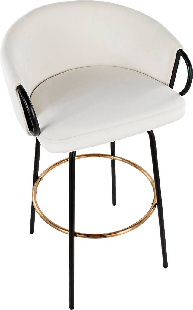 Gourdin Cream Swivel Barstool, Set of 2 - Thumbnail - Image 4