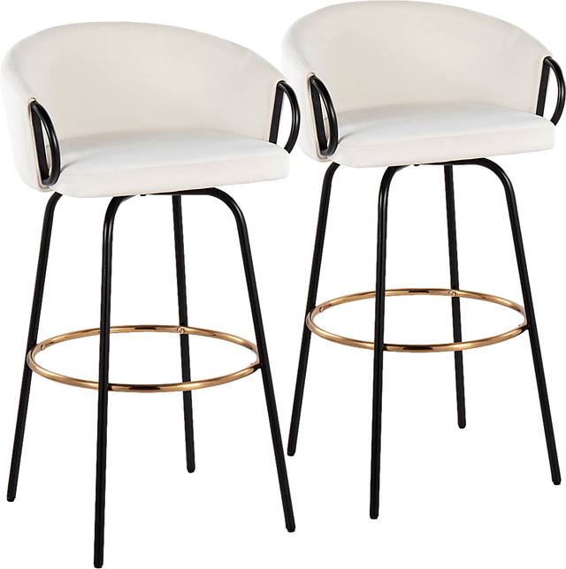 Gourdin Cream Swivel Barstool, Set of 2 - Thumbnail - Image 1
