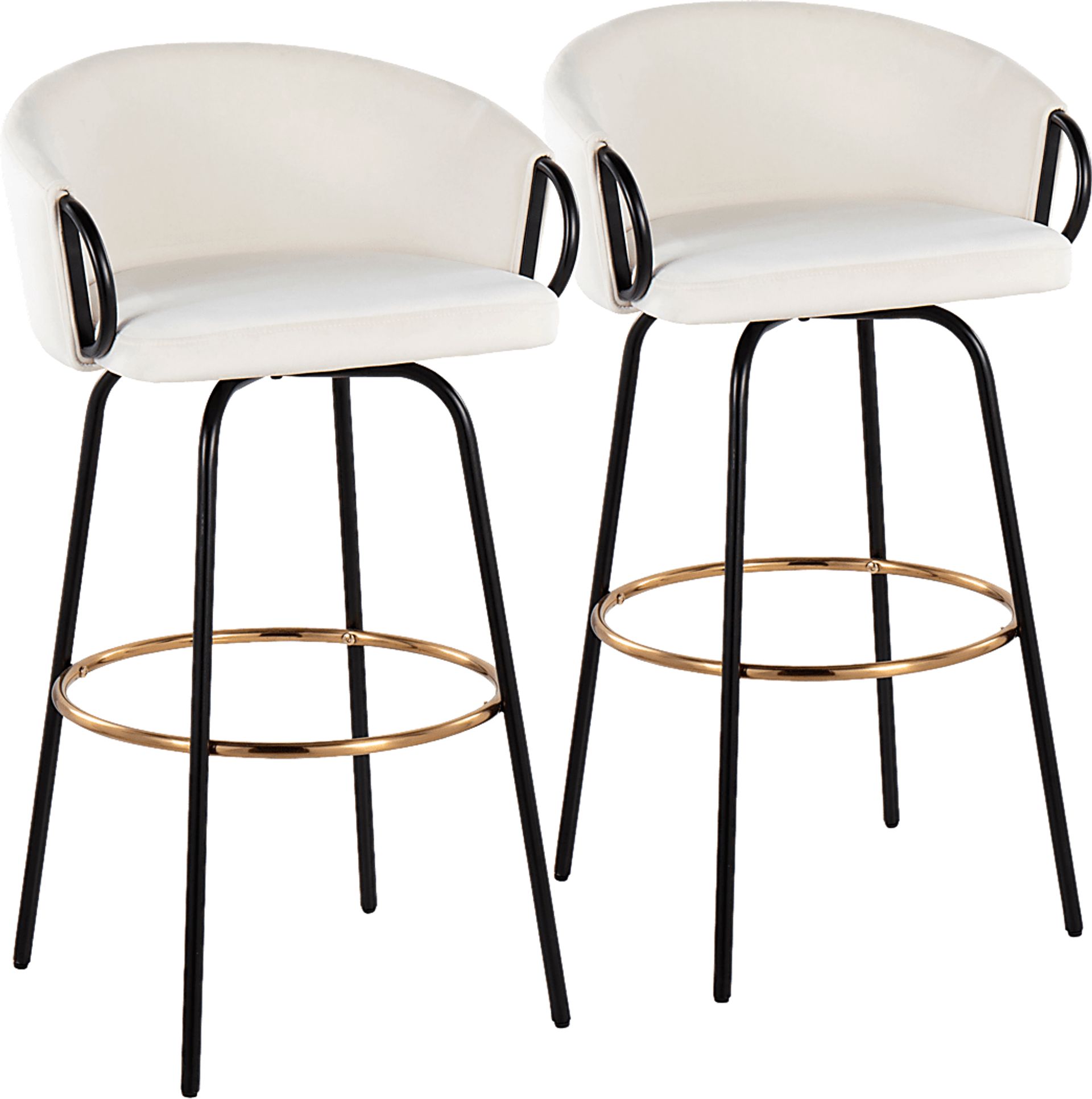 Gourdin Cream Swivel Barstool, Set of 2 - Image 1