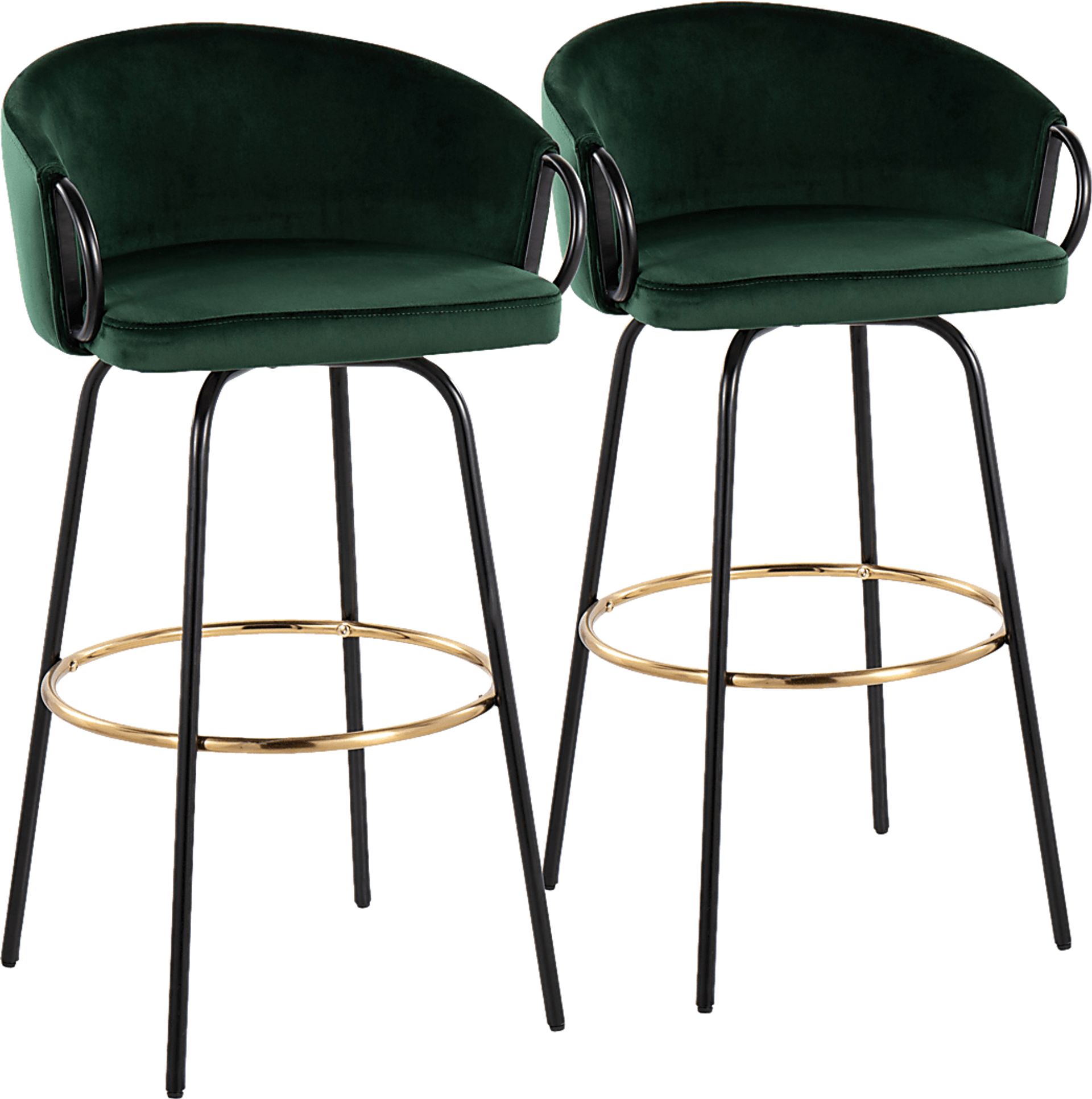 Gourdin Emerald Swivel Barstool, Set of 2 - Image 1