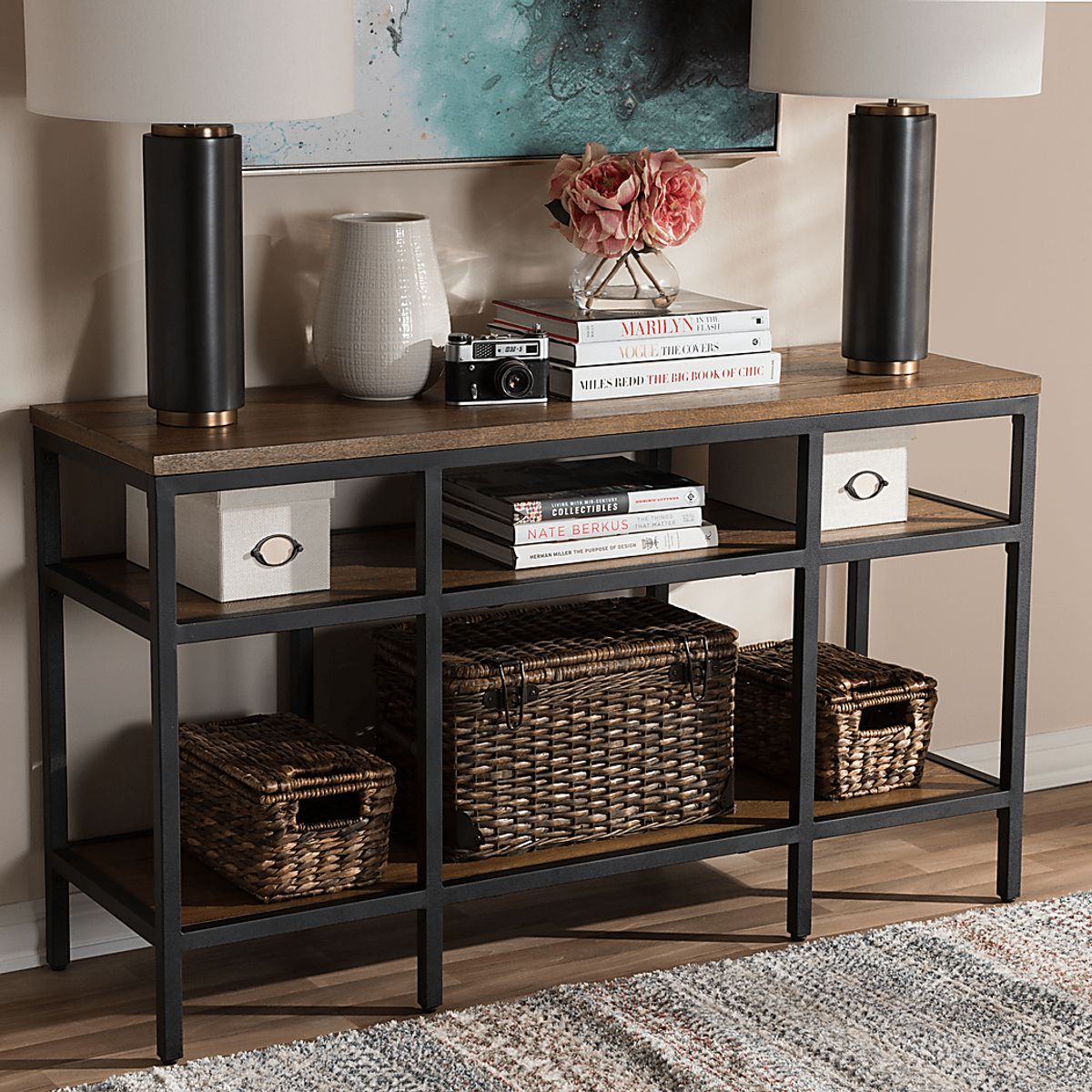 Gourley Oak Dark Wood,Light Wood Console Table | Rooms to Go