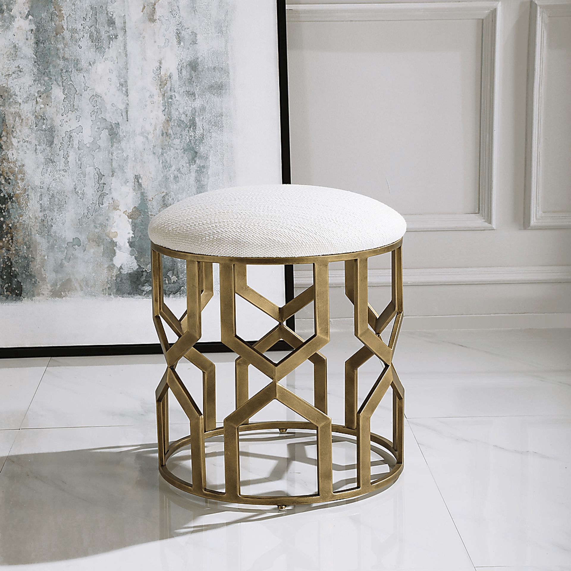 Graigleith White Accent Ottoman - Image 3