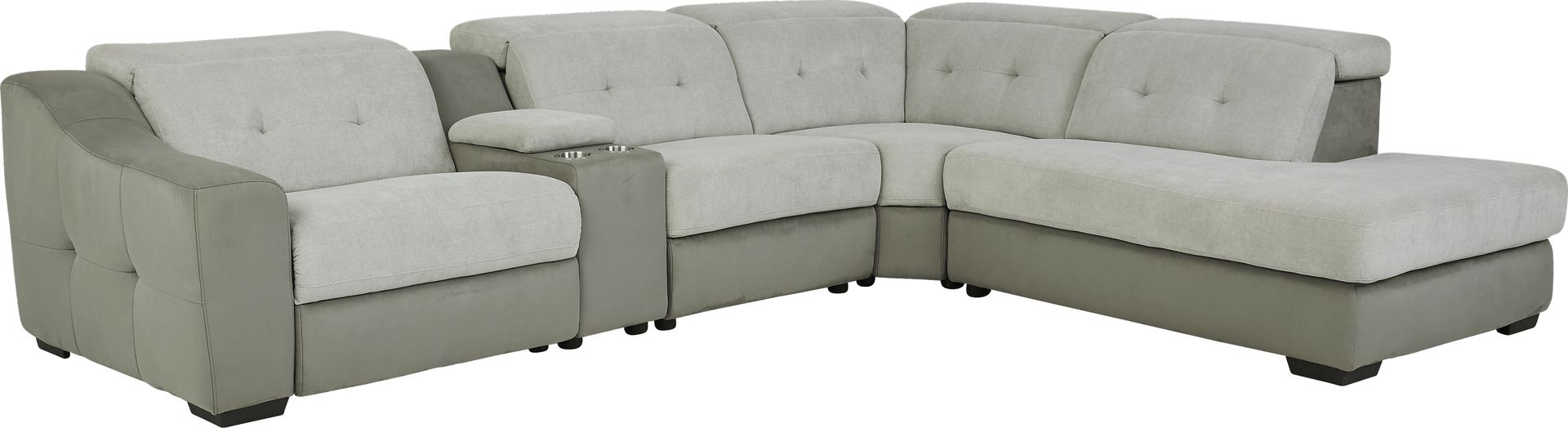 Grande Point Gray 5 Pc Power Reclining Sectional - Image 1