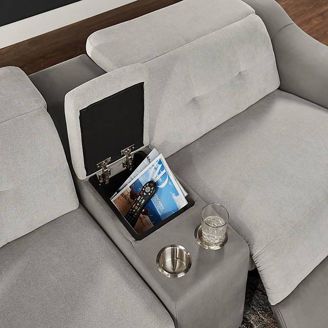 Grande Point Gray 6 Pc Power Reclining Sectional Living Room - Thumbnail - Image 5