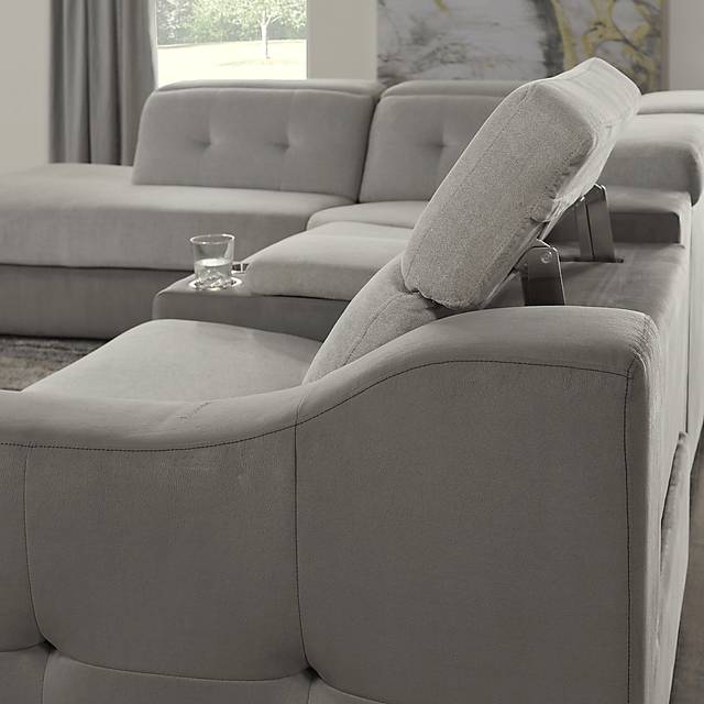 Grande Point Gray 6 Pc Power Reclining Sectional Living Room - Thumbnail - Image 6