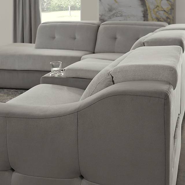 Grande Point Gray 6 Pc Power Reclining Sectional Living Room - Thumbnail - Image 8