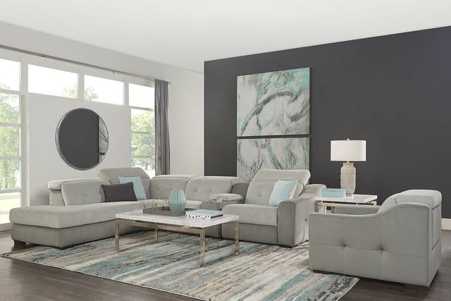 Grande Point Gray 5 Pc Power Reclining Sectional - Thumbnail - Image 2