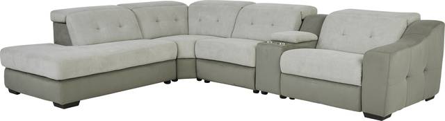 Grande Point Gray 5 Pc Power Reclining Sectional - Thumbnail - Image 1