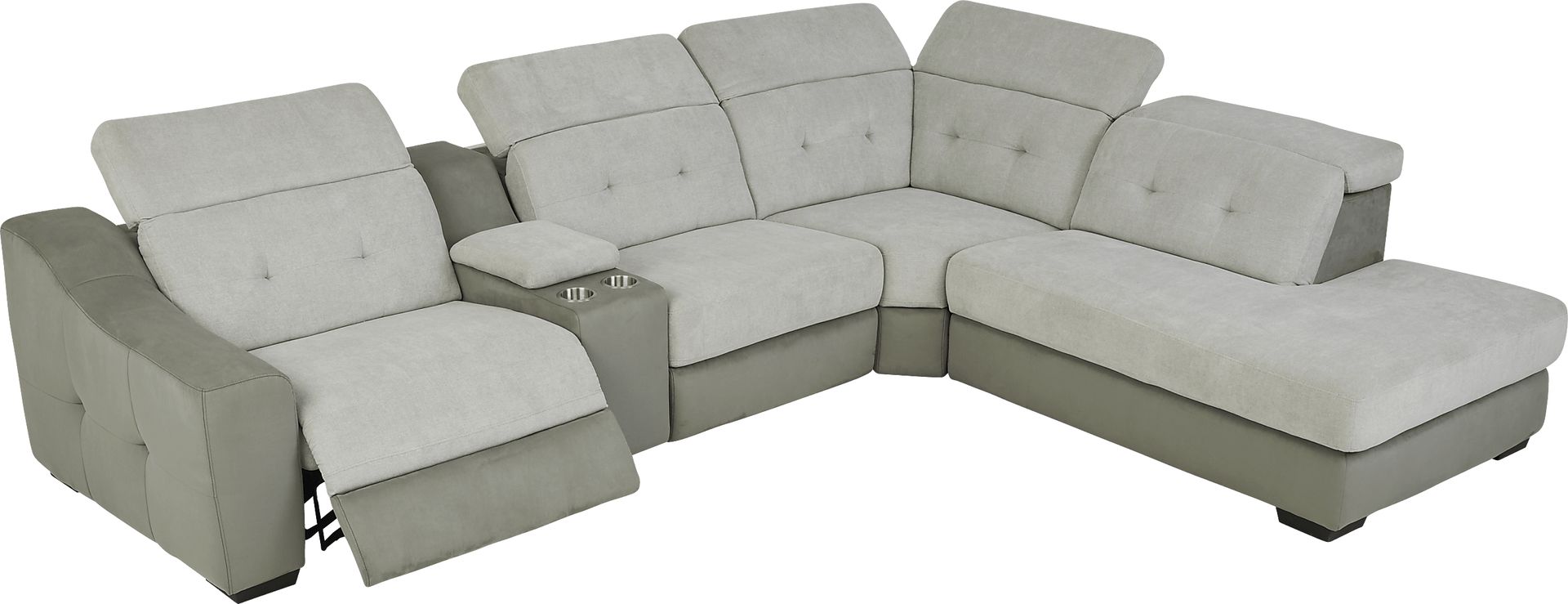 Grande Point Gray 5 Pc Power Reclining Sectional - Image 2