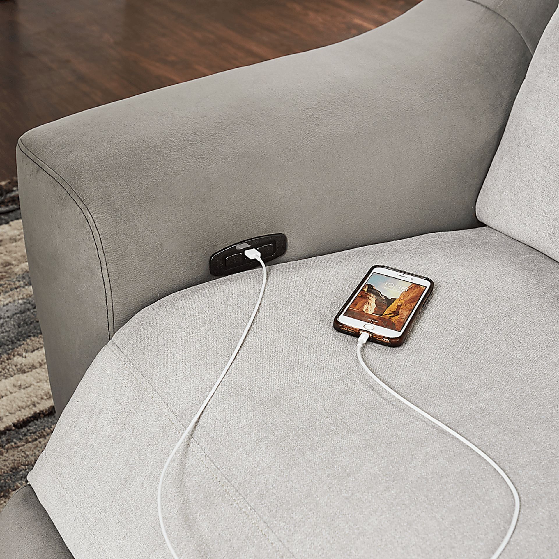 Grande Point Gray 5 Pc Power Reclining Sectional - Image 3