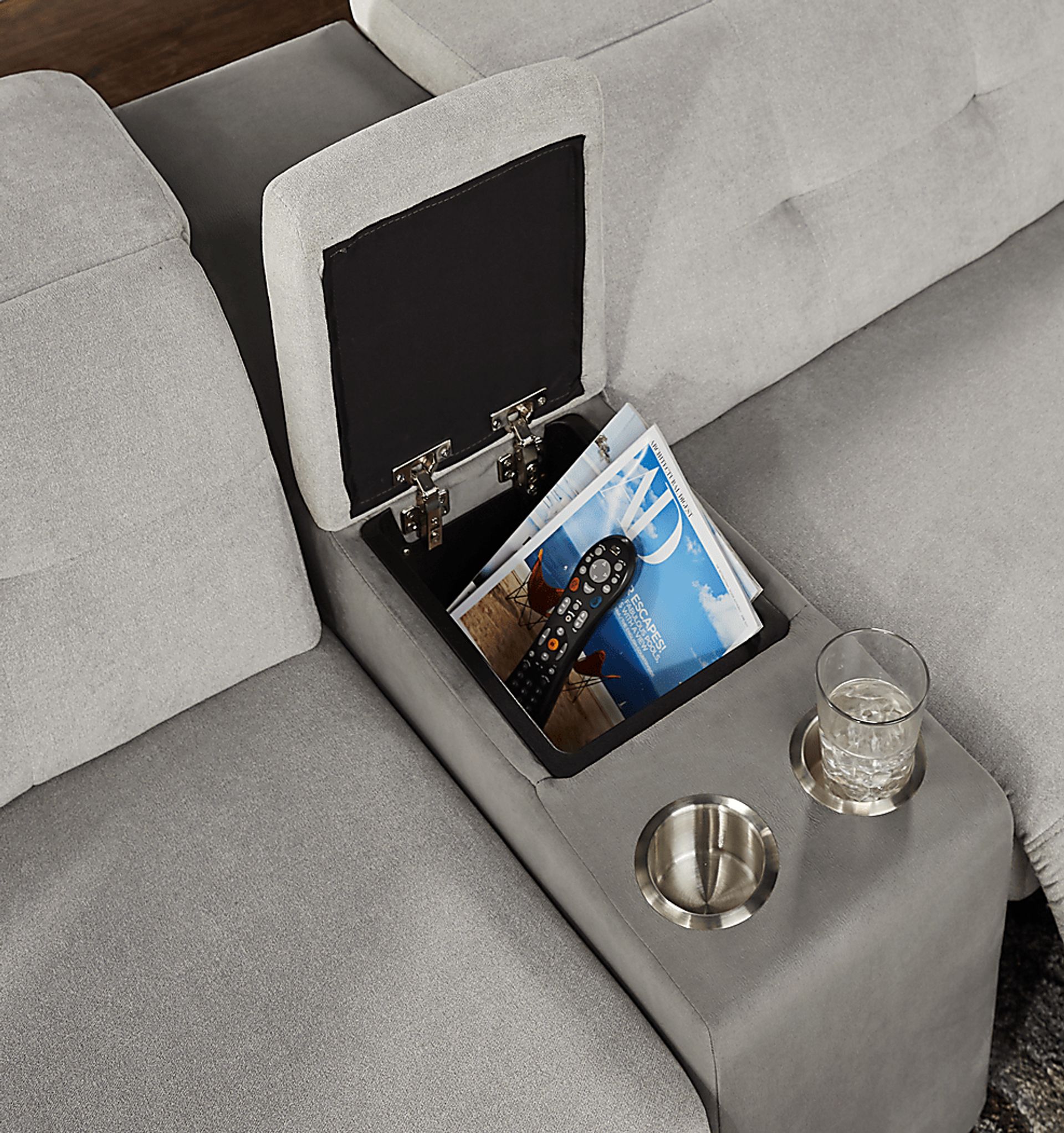 Grande Point Gray 5 Pc Power Reclining Sectional - Image 4